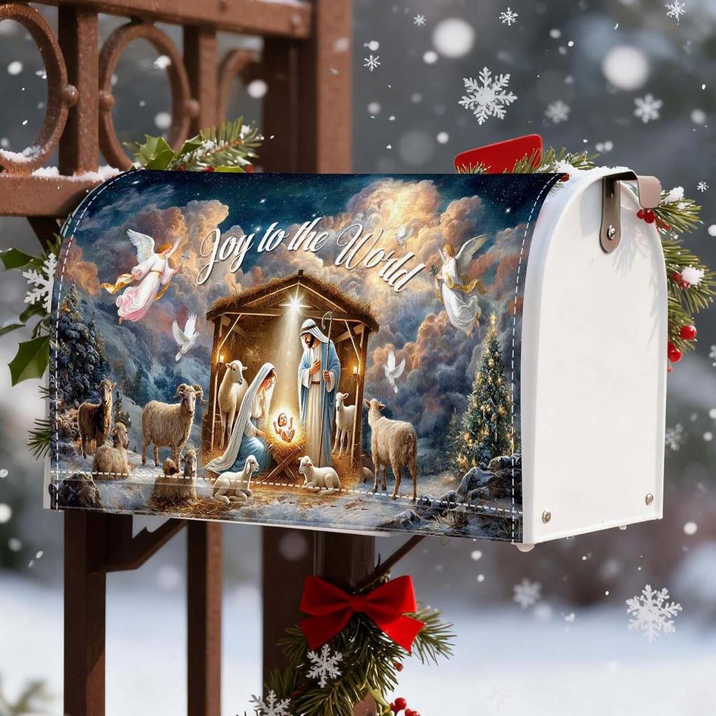 Magnet Mailbox Cover Rain Protection Festive Religious Magnet Mailbox Cover Christmas Nativity For Suburban Farmhouse Park