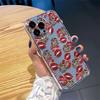 Leopard Print Red Lips Transparent Phone Case For iPhone 16 15 11 12 14 13 Pro Max Mini X XSMax XR 7 8 Plus SE4 16e Silica Cover