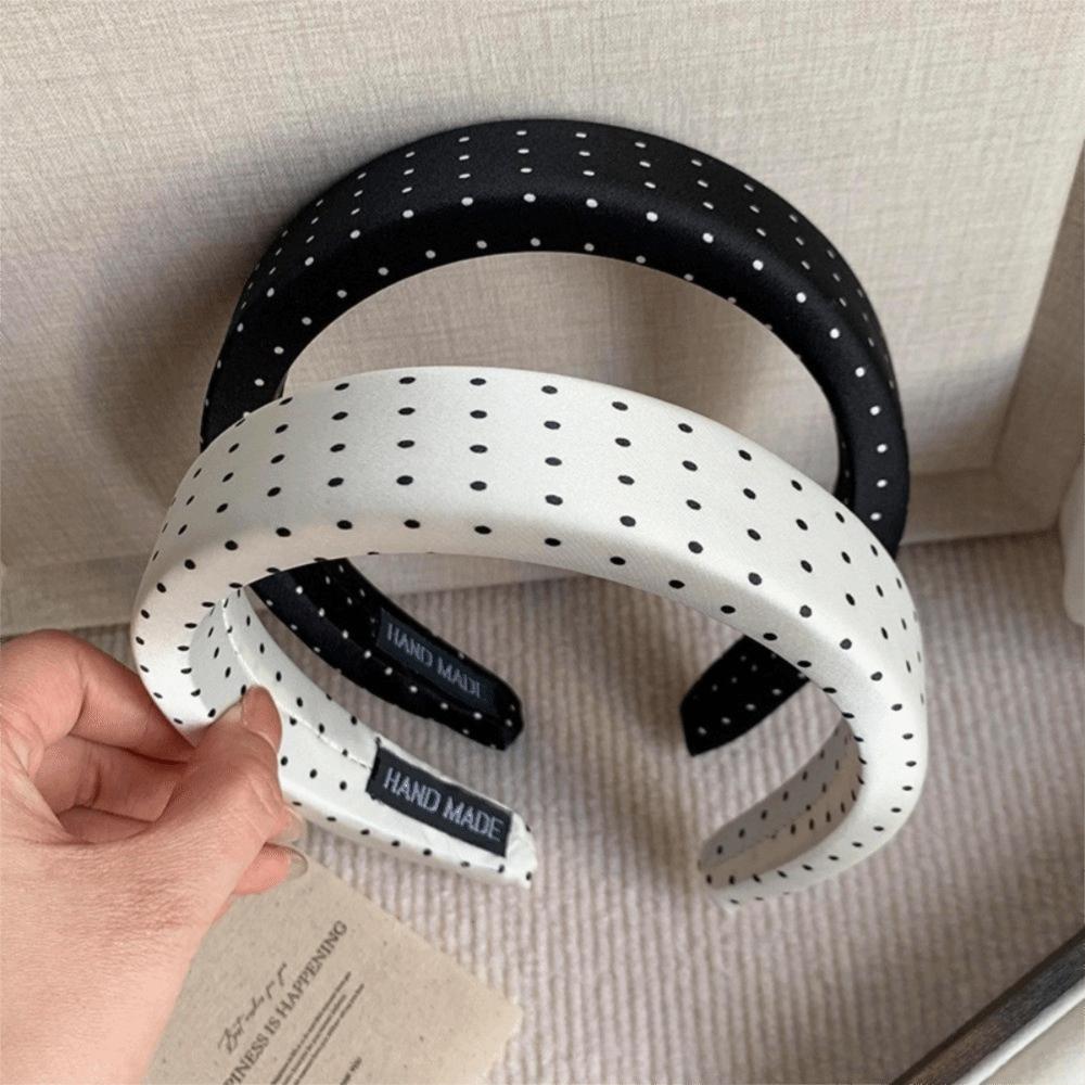 Black White Color Polka Dot Headband Non-Slip Temperament Hair Band Fashion Wide Headband  Casual