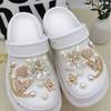 24Pcs Luxury Diamond ButterflyFiveleaf FlowerPearl Chain Shoe CharmsSet SummerDIY Decor Accessories for Clogs Hole Shoes Sandals