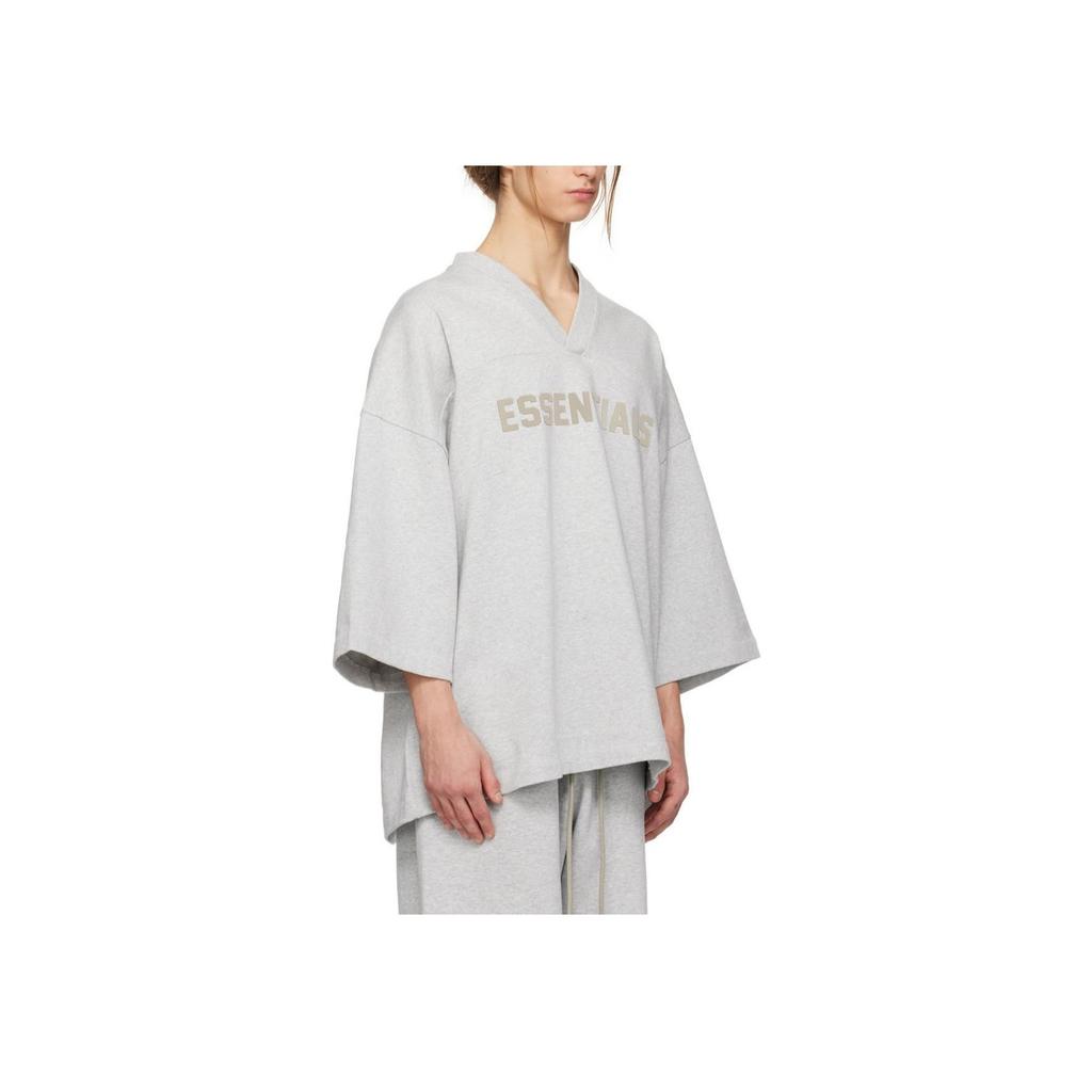 Fear of God Camiseta de Futebol Jersey Pesado Essentials Cinza Mescla Claro Tops Masculinos 125SP244106F