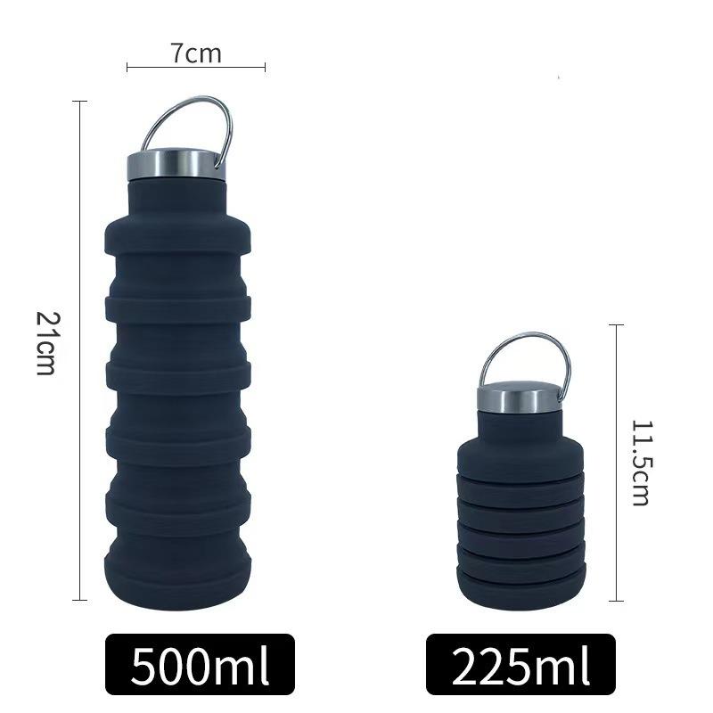 Collapsible Silicone Water Bottle, Leakproof Portable Sports Bottle for Travel & Hiking