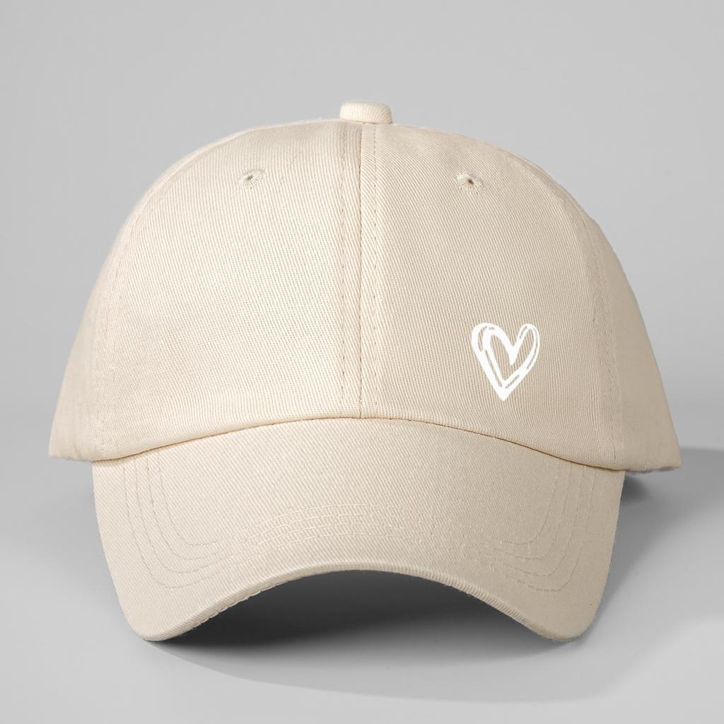 Solid Color Love Printed Baseball Cap for Men and Women Outdoor Sun Protection Soft Top Duckbill Cap