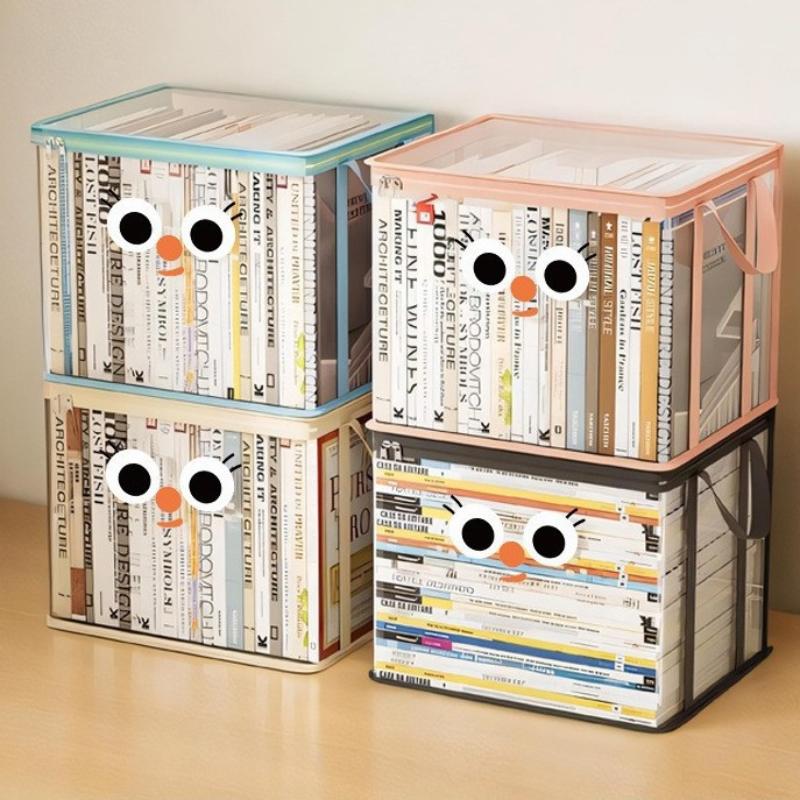 Foldable Book Box Student Dormitory Classroom Book Organizer Transparent Waterproof Book Organizing Storage Box Pouch