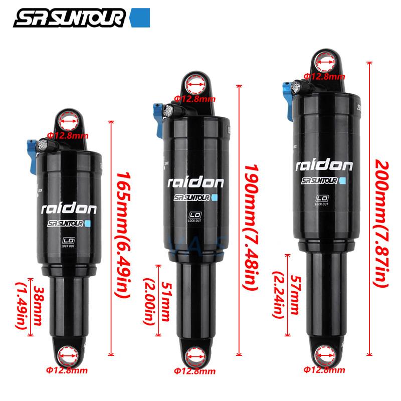 SR SUNTOUR 165mm Shocks baicycle 165/190/200mm Rebound Pressure BMX Mountain Bike XC Air Suspension Absorber Lighter to DNM
