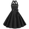 Sexy Retro White Polka Dot Dress Hepburn Vintage Halter Party Dress 50s 60s Pin Up Rockabilly Robe