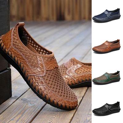 Moda uomo estate PU pelle cava traspirante scarpe da guida casual mocassini sandali bassi