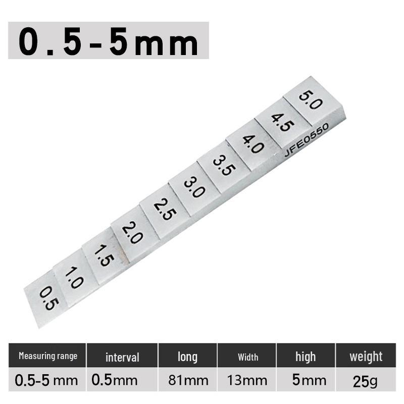 Step Gauge 0.5-5mm: Metal Gap Wedge Gauge for Measuring Stepped Gaps.