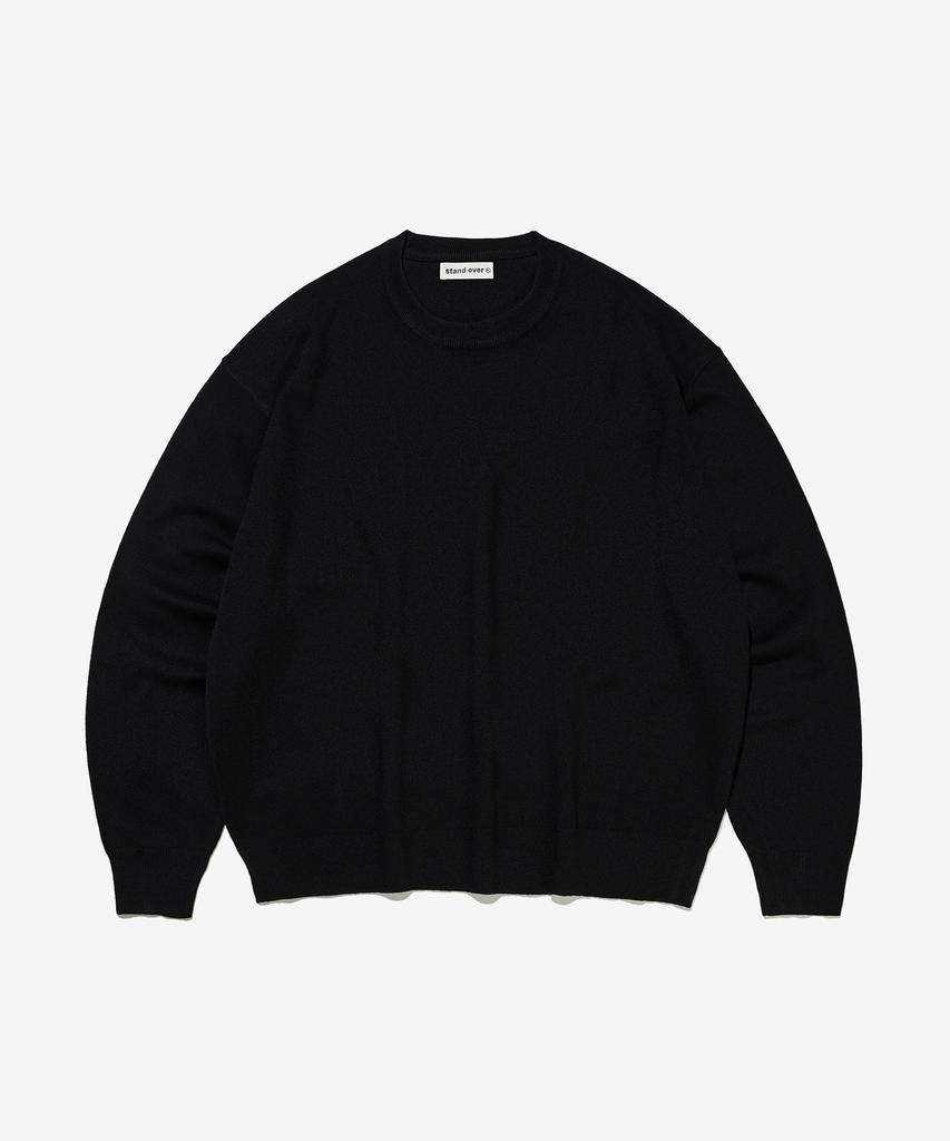 Seutaendeuobeo Crop Round Neck Knit [Black]