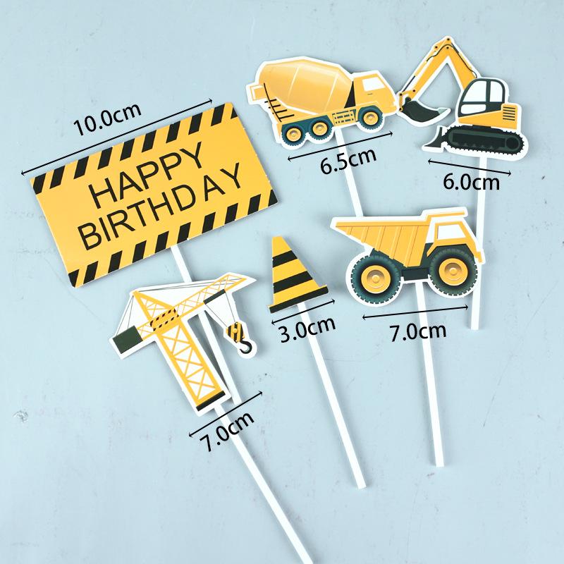 Cartoon Excavator Cake Decoration - Children s Toy Loader Ornament Digger