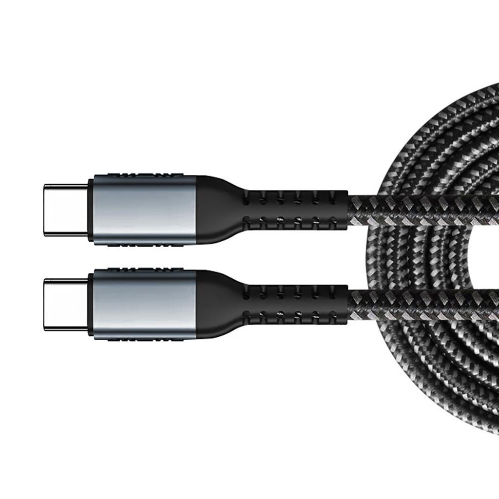 Portable 100W Nylon Braided USB C Cable Double Male End Type C Data Cord for Various Use in Office Home or Travel