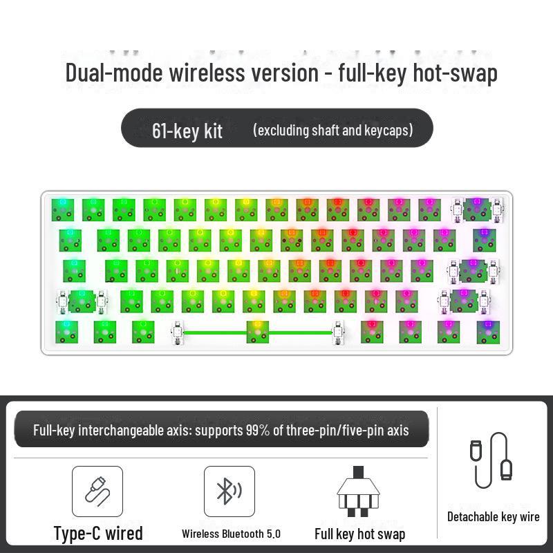 Kit de clavier mécanique sans fil Bluetooth à monter soi-même, RVB, trois modes, 84 à 108 touches