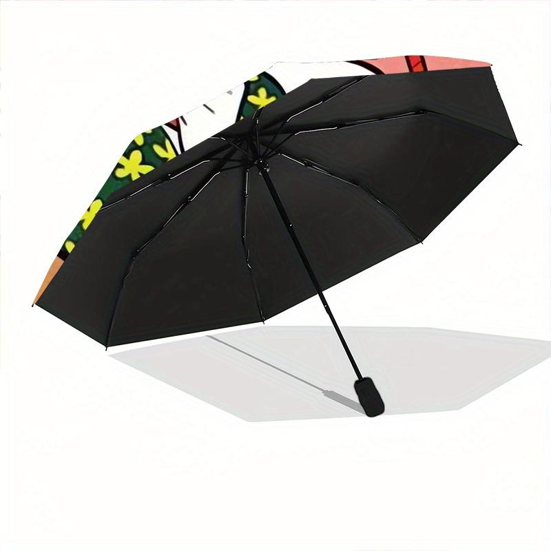 Margarida Duck Reading Book Beach Automatic Folding Umbrella - 3 Folding Design, Vivid Cartoon Pattern, Suitable for Outdoor Activities, A G