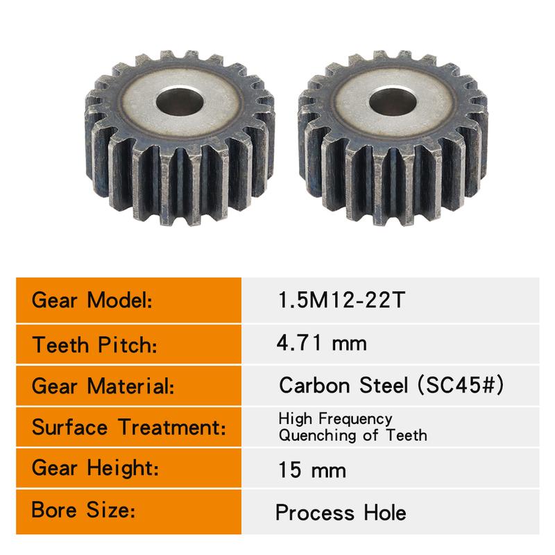 Pinion Gears 1.5M-12T/13T/14T/15T/16T/17T/18T/19T/20T/21T/22T SC45# Carbon Steel Cylindrical Gear High Frequency Quenching Teeth