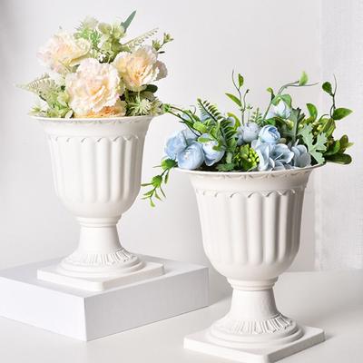 2pcs Wedding Pedestal Style Plastic Containers Flowerpot White Flower Vase  Flower Arrangement