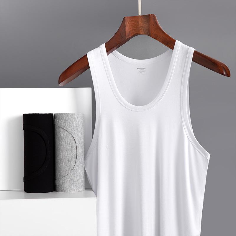 Men's Modal Silk Cotton Sleeveless Sports Vest T-Shirt