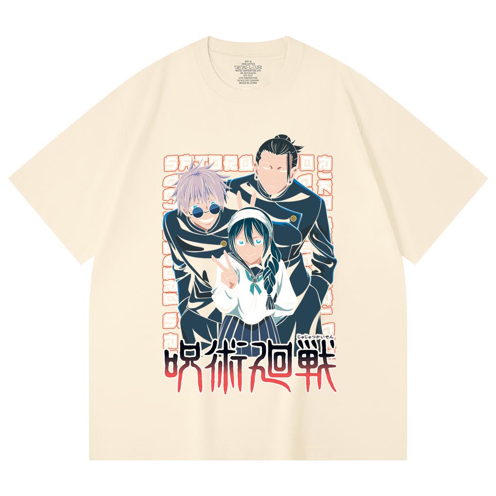 

230 Gsm 100% Cotton Jujutsu Kaisen V40 Print Unisex Heavy Cotton T Shirt XS абрикосовый