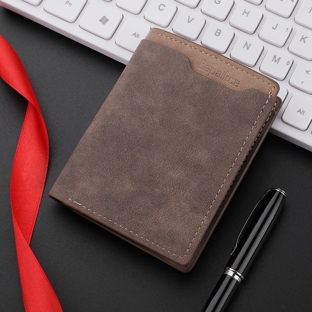 Men's Fashion Short Wallet Multi-Card Holder Vertical PU Leather Vintage Men's Wallet