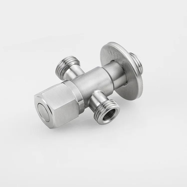 Stainless Steel Bathroom Quick Opening Triangle Valve Faucet Accessories Two-way Angle Valve G1/2 Thread Water Inlet