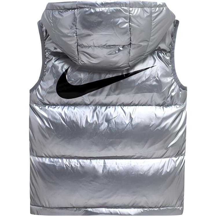 Nike Down Vest With Letter Print Hooded Zipper Sleeveless Kids vest Silver-Gray DZ9727-048