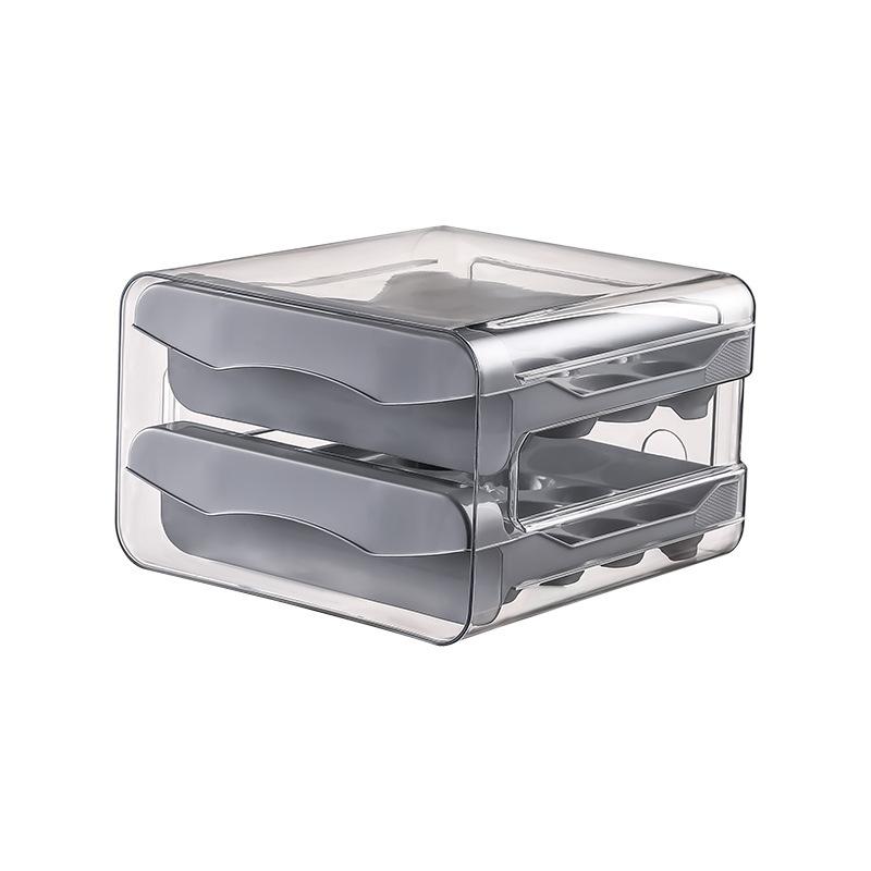 Egg Rack Holder Storage Box Egg Basket Container Organizer Rolldown Refrigerator Double-layer Egg Shelf Kitchen Household Drawer