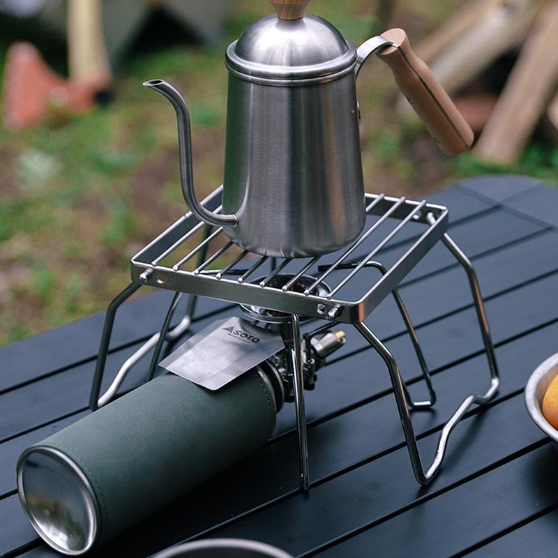 Teglia Supporto Pieghevole da Esterno Acciaio Inossidabile Porta Fornello Camping Portatile Pieghevole Mini Griglia Barbecue