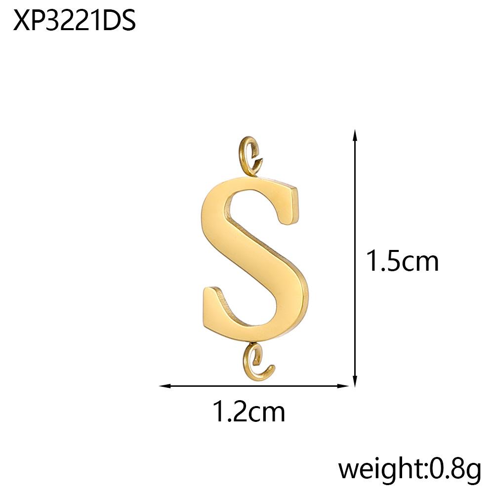 CARLIDANA Stainless Steel Gold Plated Capital Letters with Two Loops Waterproof Initial DIY Jewlery Making Charm Pendant