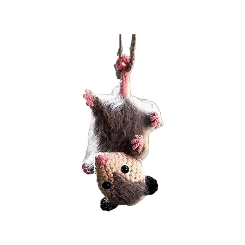 

Cute Rearview Mirror Car Decor Knitted Possum Auto Charm Ornaments Handmade Key Chain Pendant Car Interior Accessories