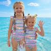 Bañador de una pieza para niña Estampado de lentejuelas Ropa de baño para niños Ajuste cómodo Diseño sin mangas Estilo casual Adecuado para Verano Playa Piscina