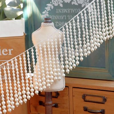 50/100cm Korálkový přívěsek Střapec Krajka Střapec z imitace perel Ozdobná lemovka DIY Šaty Scénické oblečení Závěs Čalounění Dekor Řemesla