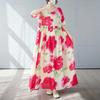 Simple and Fashionable Long Skirt Summer Short Sleeved Round Neck Printed Dress