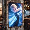Disney 1pc Metal Tin Sign Wall Art, Elsa & Anna & Olaf Themed Exquisite Pattern Iron Painting, Decor Official Licensed Gift Wall