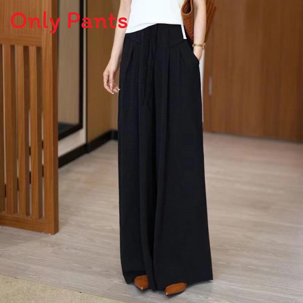 Relaxed Womens Wide Leg Pants With High Waist And Irregular Hem For Casual Spring Wear
