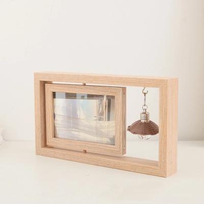 Double-Sided Wooden Picture Frame Rotate Creative Flip Photo Frame Square Hollow Commemorative Photo Frame Decoration