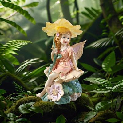European Flower Fairy Solar Garden Night Light Resin Ornament