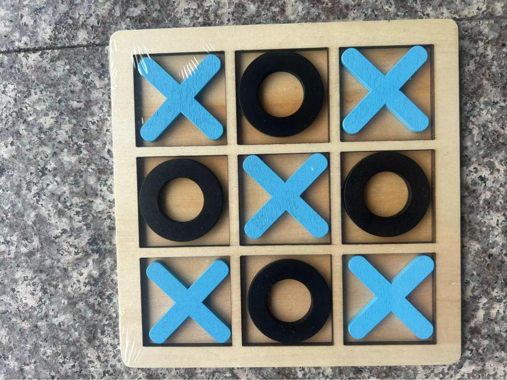 Wooden XO Tic-Tac-Toe: Kids' Educational Logic Training Game for Two Players