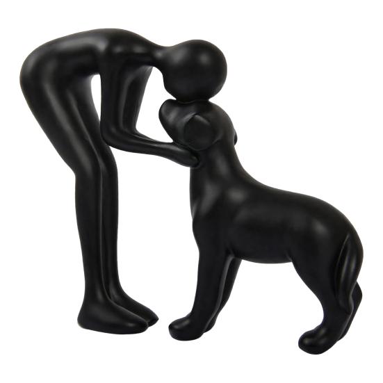 Human And Dog Statue Cute Resin Pet Sculpture for Home Office Desk Shelf