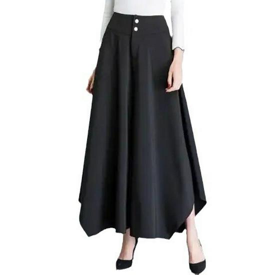 Plus Size Irregular Wide-Leg High-Waisted Korean Style Drape Skirt-Pants for Women - Spring & Summer