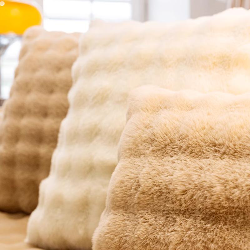 Solid Color Plush Sofa Covers Non Slip Thicken Soft Mat Winter Warm Washable Couch Living Room Towel Slipcovers