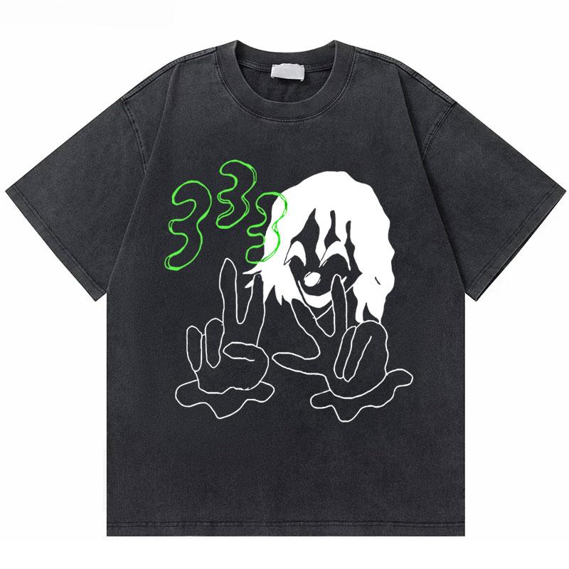 Washed Vintage Rapper Bladee Hip Hop Oversized Tshirt Drain Gang Graphic Tshirt Men Women Fashion Artistic Sense T Shirts
