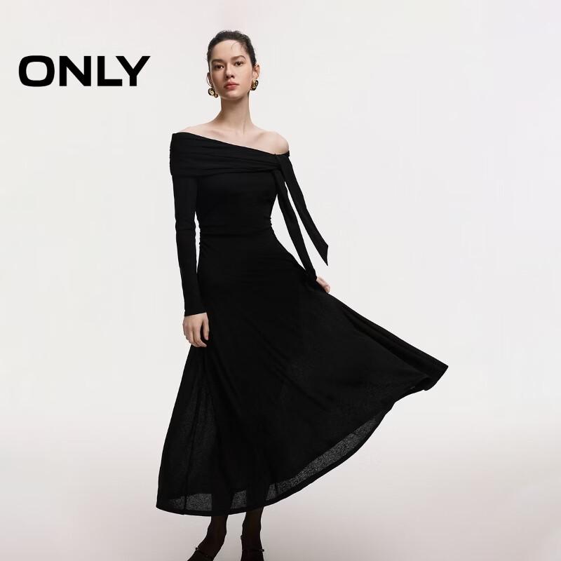ONLY Women s Off-Shoulder Long Sleeve A-Line Midi Dress L