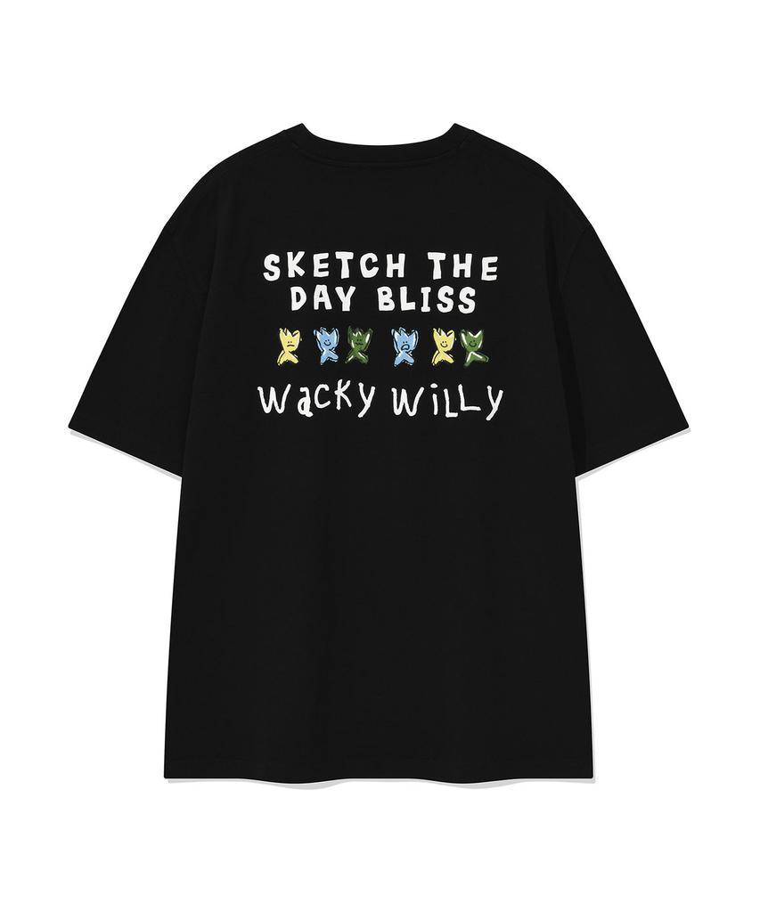 WACKY WILLY Kiki Typographic Short Sleeve T-Shirt Black