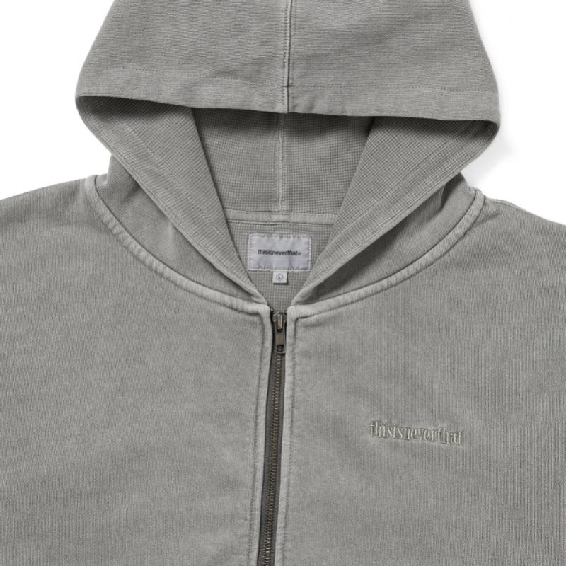 ThIs Is Never That Waffle Lined Zip Up Hoodie Dark Grey