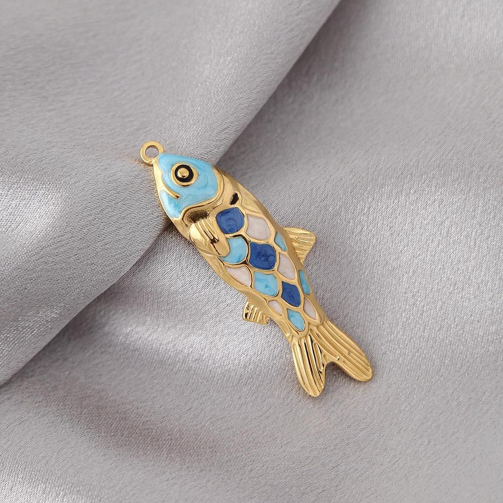 Bunter Tropfenöl Fisch Anhänger: Edelstahlanhänger für DIY-Halskette & Armband