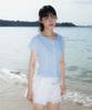 ROSEFRANTZ Round Collar Short Sleeve Blouse [Sky Blue]