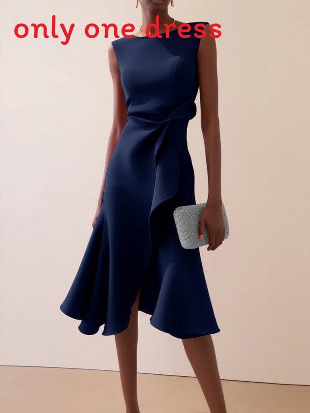 Elegant Red Sleeveless Dress With Ruched Polyester Fabric For Business And Party Wear