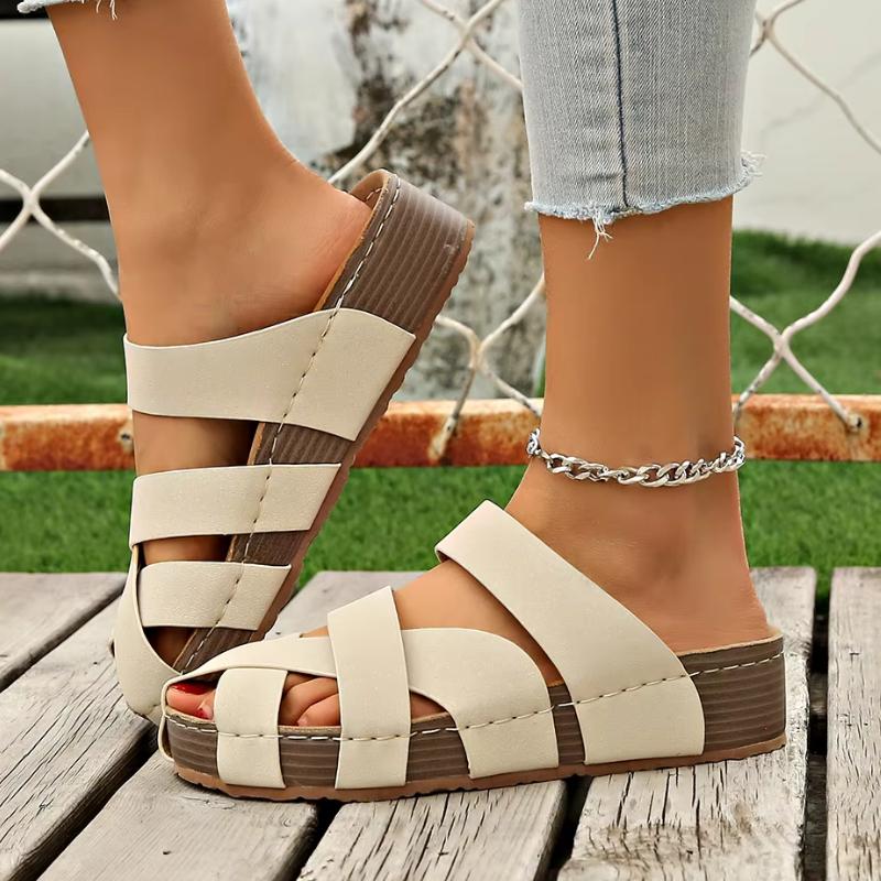 Fashion Women Cork Flat Slippers Non-slip Platform Shoes for Women Lightweight Sandals Comfortable Outdoor Beach Slippers Slides Women