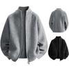 Men's Stand Collar Knitted Cardigan Sweater - Winter Trend, Loose Fit, Solid Color, Zipper Closure