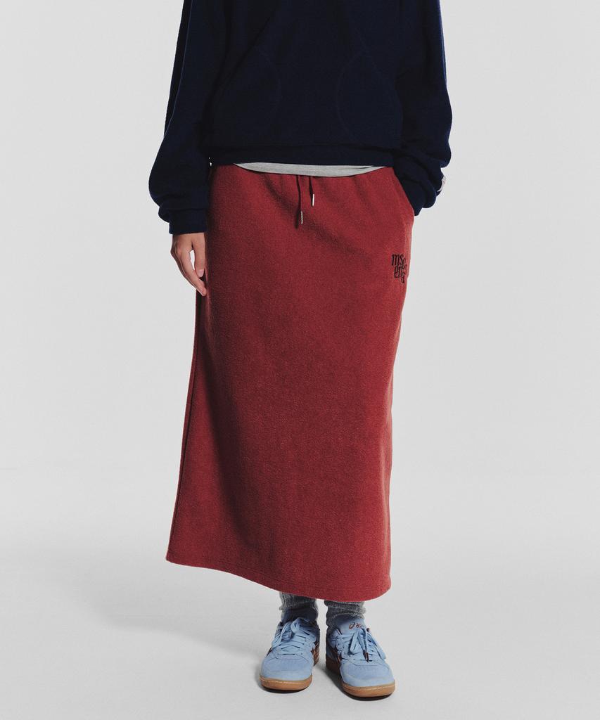 Minasu Terry Fleece Long Skirt_Red