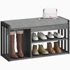 Shoe Rack with Bench, Hallway Shoe Rack, Shoe Cabinet with 3-Tier Design, for Hallway, Entryway, Living Room, Bedroom, Grey